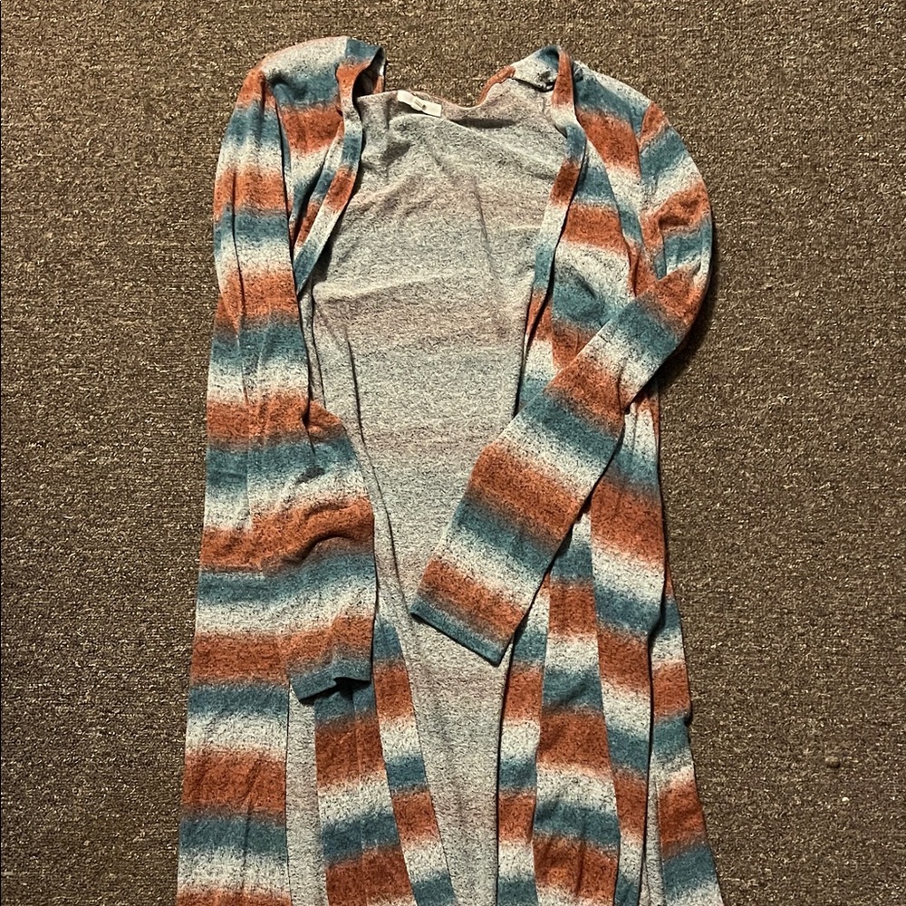 Maurices Blue and Brown Striped Cardigan